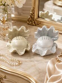 1pc Shell Jewelry Tray, Artistic Decorative Style, Multi-Functional Semi-Circular Key And Jewelry Storage Rack, Suitable For Entryway/Vanity, Home Decor, Thoughtful Gift For Mother/Friend - Wedding Gift, Jewelry Tray Sun Travel - Multicolor - View 3