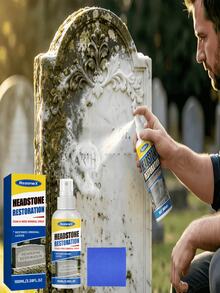 Gravestone Repair & Cleaning Spray, Fast Acting, Easily Removes Decades Of Moss, Lichen And Weathering Marks Within Minutes, Restores Elegance Of Gravestones And Monuments, Deeply Nourishes Stone, Compact & Portable Design, Upgraded Formula, Randomly Shipped New Or Old Packaging - Mix - View 2