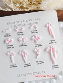 30Pcs Mixed Pink Satin Ribbon Bow Nail Charms Set, Assorted Multi-Size Soft Fabric 3D Bows, Elegant Balletcore Sweet Nail Art Decorations & Gems For DIY Manicure & Craft Decor - Pink - View 9