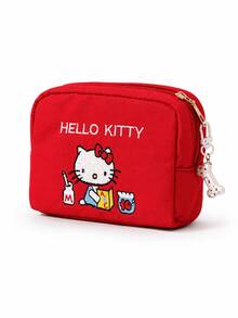 MINISO 官方 Sanrio Hello Kitty 紅色刺繡化妝包，緊湊拉鍊式化妝品收納袋，便攜旅行盥洗用品收納袋，適用於化妝品與日常必需品 - 彩色 - 查看 7