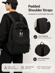 Music Pattern Patchwork Large Capacity Backpack, Suitable For Daily Use, School And Travel, Unisex, Back To School Season - Multicolor - View 6