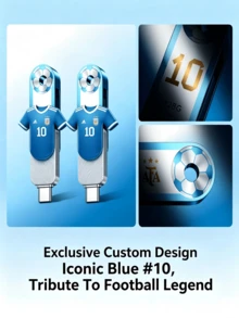 Lexar D500 128GB USB 3.2 Gen 1 Flash Drive, Kecepatan Baca Hingga 400MB/S, Konektor Ganda USB-C & USB-A, Edisi Kustom Tim Sepak Bola Argentina, Transfer Data Cepat untuk Laptop, Ponsel Android, Tablet, Desain Biru & Putih - View 3