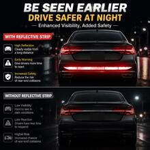 Universal Car Rear Bumper Reflective Warning Strip, 90cm Long Distance High Bright Reflector Decal, Waterproof UV Resistant Self Adhesive Anti-Collision Safety Sticker For Car Trunk Exterior Modification Fit Sedan SUV Pickup Van - Reflective Strips - View 3