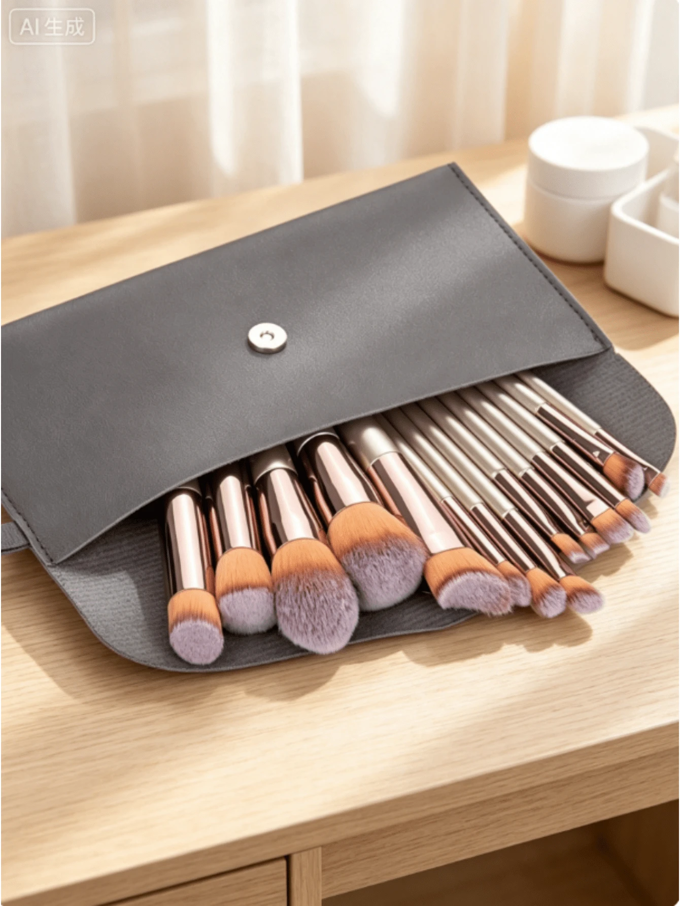 10pcs/14pcs Champagne Gold Makeup Brush Set, Blush, Eyeshadow, Eyebrow, Contour, Powder Brushes, Makeup Tools - Multicolor - View 1