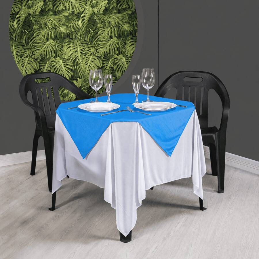 Set Of 20 White Tablecloths 1.5x1.5m + Colorful Table Runners - 綠松石 - 查看 1