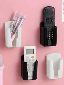 2/4 Pcs Magnetic Remote Control Holder, Wall Mounted, No-Drill Self-Adhesive Storage, For TV And Air Conditioner Remotes, Easy Installation, Black, Oval Design, Strong Adsorption, Home Storage Remote Control Holder - Multicolor - View 2