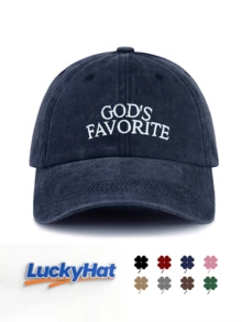 1 Pieza Gorra de Béisbol Lavada con GOD'S FAVORITE, Gorra Vintage de Papá Unisex, Gorra de Sol Estilo Y2K Streetwear para Hombres y Mujeres, Perfecta para Viajes de Verano, Uso Diario - EL FAVORITO DE DIOS - Ver 19