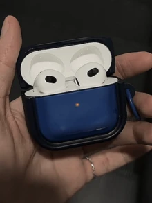 Cute Simple Solid Color Headphones Case Compatible With AirPods 1 2 3 4 5 Protective Shell Soft Compatible With AirPods Pro 2 Pro 3 - Blue - View 5