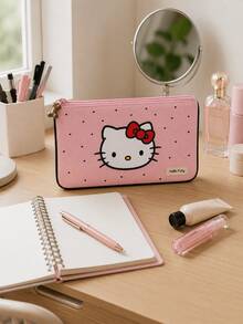 MINISO Sanrio Hello Kitty 粉色化妝包，可愛波點拉鍊化妝收納袋，適合旅行盥洗用品、保養品及日常必需品收納 - 彩色 - 查看 5