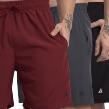 7d7 SportWear Kit 3 Shorts Masculino Esporte Treino Corrida Alta Qualidade Tecido Leve e Confortável Secagem Rápida - Preta, Chumbo e Bordô - Visão 2