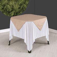 Set Of 20 White Tablecloths 1.5x1.5m + Colorful Table Runners - 米色 - 查看 3