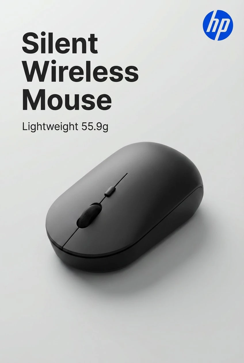 HP Ratón inalámbrico silencioso, diseño ergonómico para diestros, conexión estable de 2.4GHz, apto para ordenadores de escritorio y portátiles