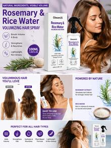 100ml Rosemary Rice Water Hair Mist, Nourishes Roots To Ends, Smooth & Flowing Hair, Refreshing Scent, Rosemary Rice Essential Oil, Gentle Ingredients, Relaxing & Energizing, Suitable For Office & Home - Multi Scents - View 2