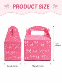 12 Buah Kotak Kado Pesta Motif Pita Merah Muda dan Putih dengan Pegangan, Set Besar untuk Ulang Tahun, Pernikahan, Acara Baby Shower, Kotak Hadiah Permen dan Makanan Penutup - Kotak Hadiah Pita - View 5