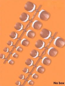 120pcs Short Square Brown/Pink Press-On Nails/Toenails, Short French Style Fake Nails, Women & Girls Toenail Decoration - Brown - View 8