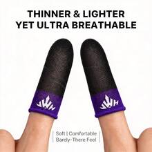 Essential Gaming Gear! Extended Black Purple Silver Fiber Thumb Sleeves, Sweat-Proof Breathable Thumb Covers, Suitable For Long Gaming Sessions, With Storage Box - Multicolor - View 2