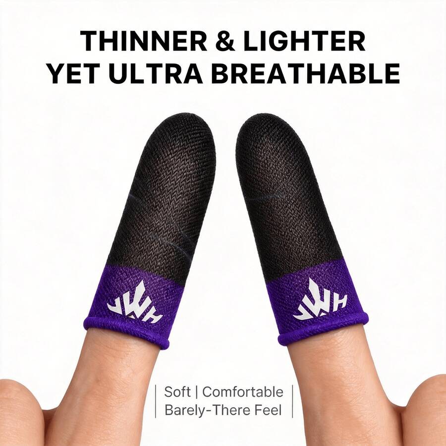 Essential Gaming Gear! Extended Black Purple Silver Fiber Thumb Sleeves, Sweat-Proof Breathable Thumb Covers, Suitable For Long Gaming Sessions, With Storage Box
