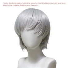 動漫 Cosplay 銀白色假髮，適用萬聖節嘉年華服裝 - 白色 - 查看 4