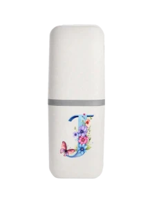 OBOVAY 1件 A-Z 首字母花卉旅行牙刷架，便攜式 2 合 1 牙刷與牙膏收納杯，個性化字母浴室收納盒，適用於旅行與日常使用，適合出差、露營與校園生活，針對旅行者、學生與送禮者，適用於復活節、母親節與送禮場合，可作為旅行盥洗用品盒與浴室配件使用 - 彩色 - 查看 25