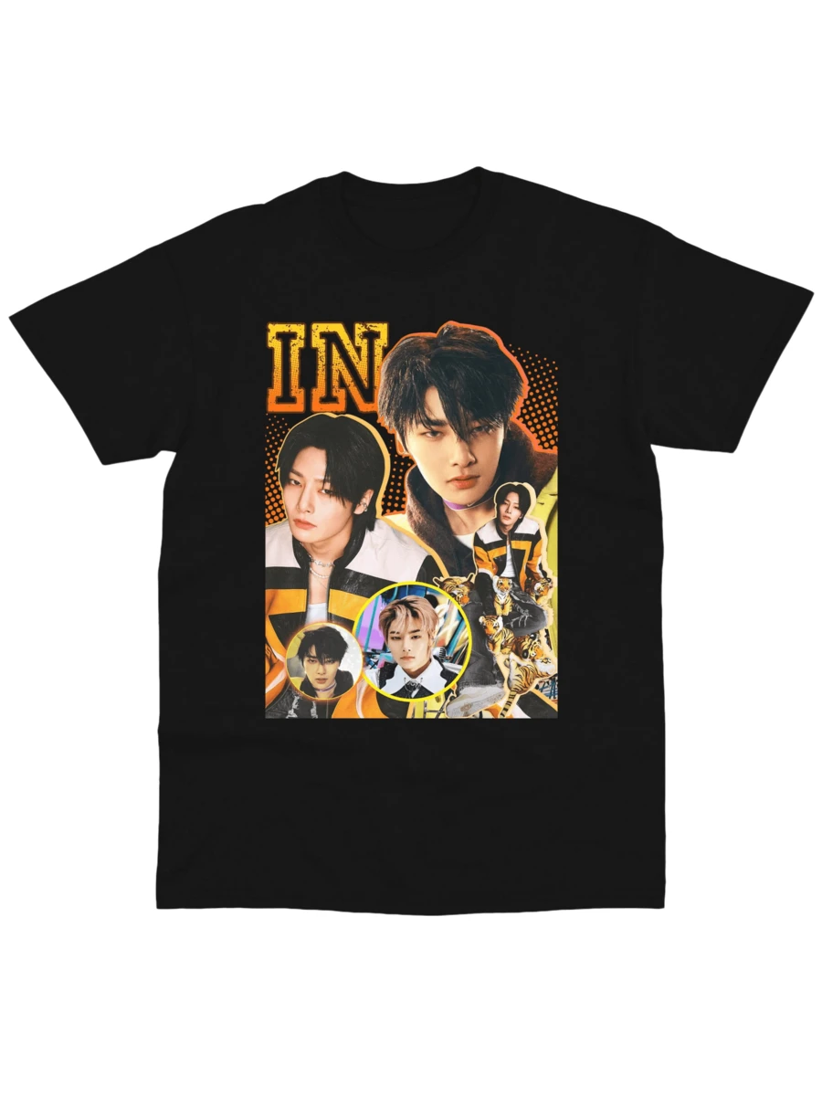 Strays Kids I.N Jeongin Vintage Retro Bootleg Short-Sleeve T-Shirt (Unisex) - Black - View 1