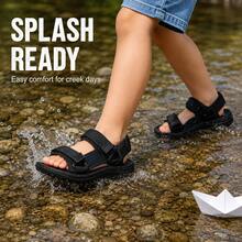 Adjustable Buckle Children's Sports Sandals, Open-Toe Sandals, Non-Slip Soles, Suitable For Outdoor Play, Beach Leisure And Other Occasions. - Black - View 4