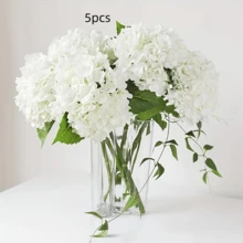 Artificial White Hydrangea Bouquet, High-Quality Faux Flowers, Suitable For DIY Wedding Flower Basket, Bridal Bouquet, Birthday Party, Outdoor Home Decor, Holiday Gift, Also For Home Restaurant, Bedroom, Holiday Birthday Party, Outdoor Garden Decor, Spring Decor, Garden Decor - White - View 9