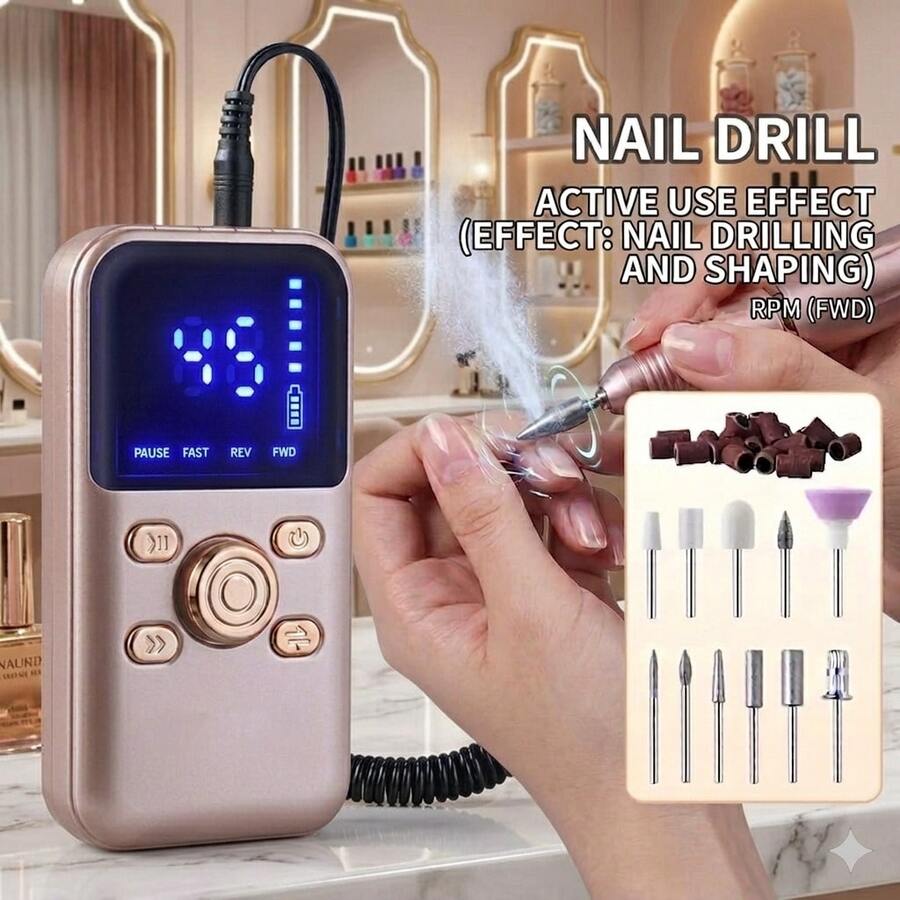 Mesin Kikir Kuku Elektrik Isi Ulang 20.000 RPM, Alat Profesional Portabel untuk Akrilik, Gel Kuku, dan Pemolesan, Termasuk 11 Mata Bor Kuku dan 20 Pita Amplas, Desain Nirkabel, Alat Berkecepatan Tinggi Cocok untuk Salon dan Penggunaan di Rumah, Hadiah Sempurna untuk Wanita - MultiWarna - View 1