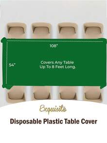 Veridis一次性纯色塑料桌布，1/3/6/12片装 - 54英寸 x 108英寸 - 适用于派对、野餐、婚礼、圣诞节、感恩节、万圣节等场合 - 翠綠色 - 查看 7