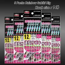 5 Packs/30 Hooks Rainbow Sabiki Rig Bulk Set With Glow Beads – For Mackerel, Sardine, Cod, Herring, Bass Fishing Tackle - Pink - View 10