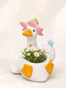 Cute Duck Vase With Flower Hat, Decorative Vase For Fresh And Artificial Flowers, Tabletop Centerpiece, Spring Home Decor - 1PC - View 8