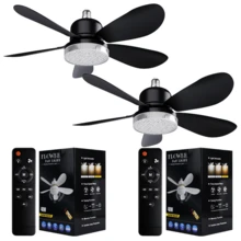 Breeze Socket Fan Light With Remote, Portable Small Ceiling Fans With Lights Dimmable For Bedroom, Kitchen, Living Room, 20.5" Ceiling Fan With 3000K-6500K/40W, Screws Into E26/E27 - Black - View 1