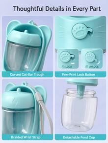 1 Stück moderne tragbare Haustier Wasser- & Futternapf, glatte Schiene verdickter Kunststoff, Unisex, multifunktionale Hundewasserflasche, eleganter Farbblock Welpen-Fütterungsnapf, geeignet für Camping, Pendeln, Campus, Wandern, Reisen, Schulanfang Saison Haustierbedarf - Lichtblau - Übersicht 8