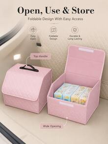 Car Trunk Leather Storage Box Multi-Functional Foldable Organizer Travel Essential Car Interior Decoration Accessory Bowknot Container For Vehicle Organization - Multicolor - View 7