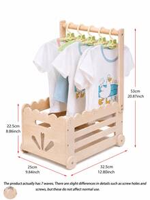 Wooden Baby Nursery Gift Basket With Hanging Rod, Baby Shower Gift Display Storage Rack, Newborn Essentials Storage Cart, Suitable For Baby Room Decor - Storage Cart - View 8