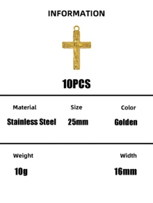 18K Gold Plated Stainless Steel Jesus Crucifix Cross Pendant Religious Charms For Necklace Making - V0254 - View 11