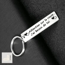 1pc Stainless Steel Keychain Drive I Need You Heart Charm Romantic Gift For Boyfriend Husband From Girlfriend Wife, Long Distance Relationship Valentine's Day Birthday Present Daily Commute Accessory - A - View 3