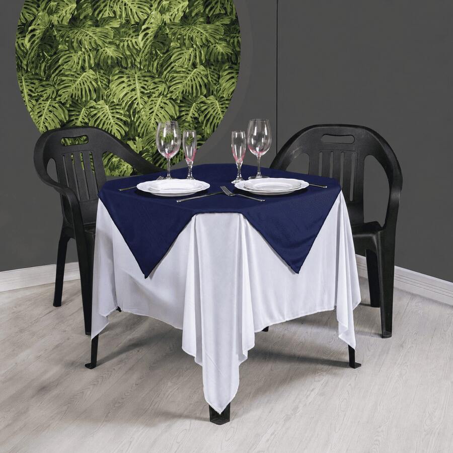 Set Of 20 White Tablecloths 1.5x1.5m + Colorful Table Runners - 藏蓝色 - 查看 1