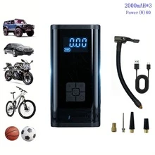 Car Tire Inflator Pump Electric Bicycle Pump, With Digital LCD Pressure Gauge, 150 PSI High Pressure Bicycle Pump, Rechargeable Portable Air Compressor, Automatic Inflation Suitable For Electric Bicycle, Motorcycle, Scooter, Smart Bicycle Pump With LCD Display And Type-C Interface - PR-325 - View 12