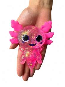 1pc Sequin Axolotl Squishy Toy, Transparent Crystal Axolotl Squeeze Stress Relief Toy, Soft Stretchable Slow Rebound Pressure Relief Desktop Toy, Suitable For Children, Teenagers, Adults, Party Favors, Gift Bag Fillers, Classroom Prizes, Birthday Gifts - Multicolor - View 19