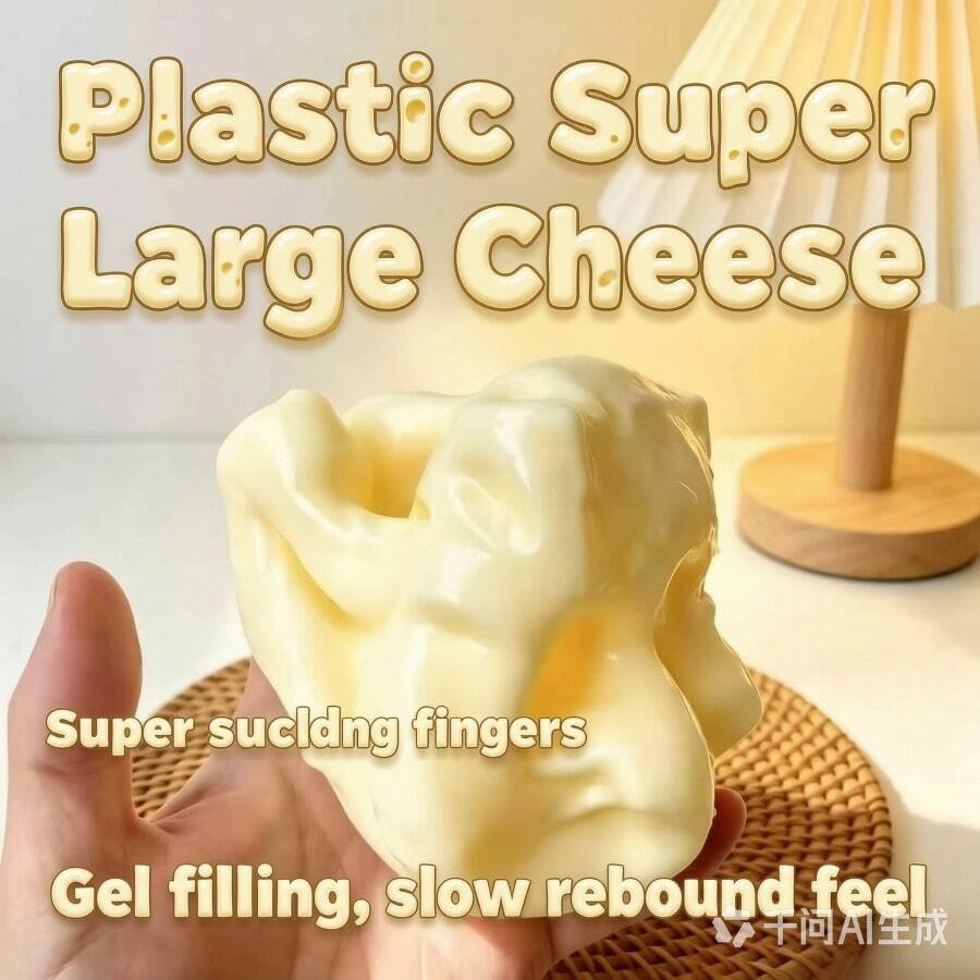 Large Cheese Cube Stress Ball, Large Cheese Shaped Malleable Squeeze Ball, Non-Bouncy Fidget Toy, ASMR Sensory Stress Relief Christmas Gift