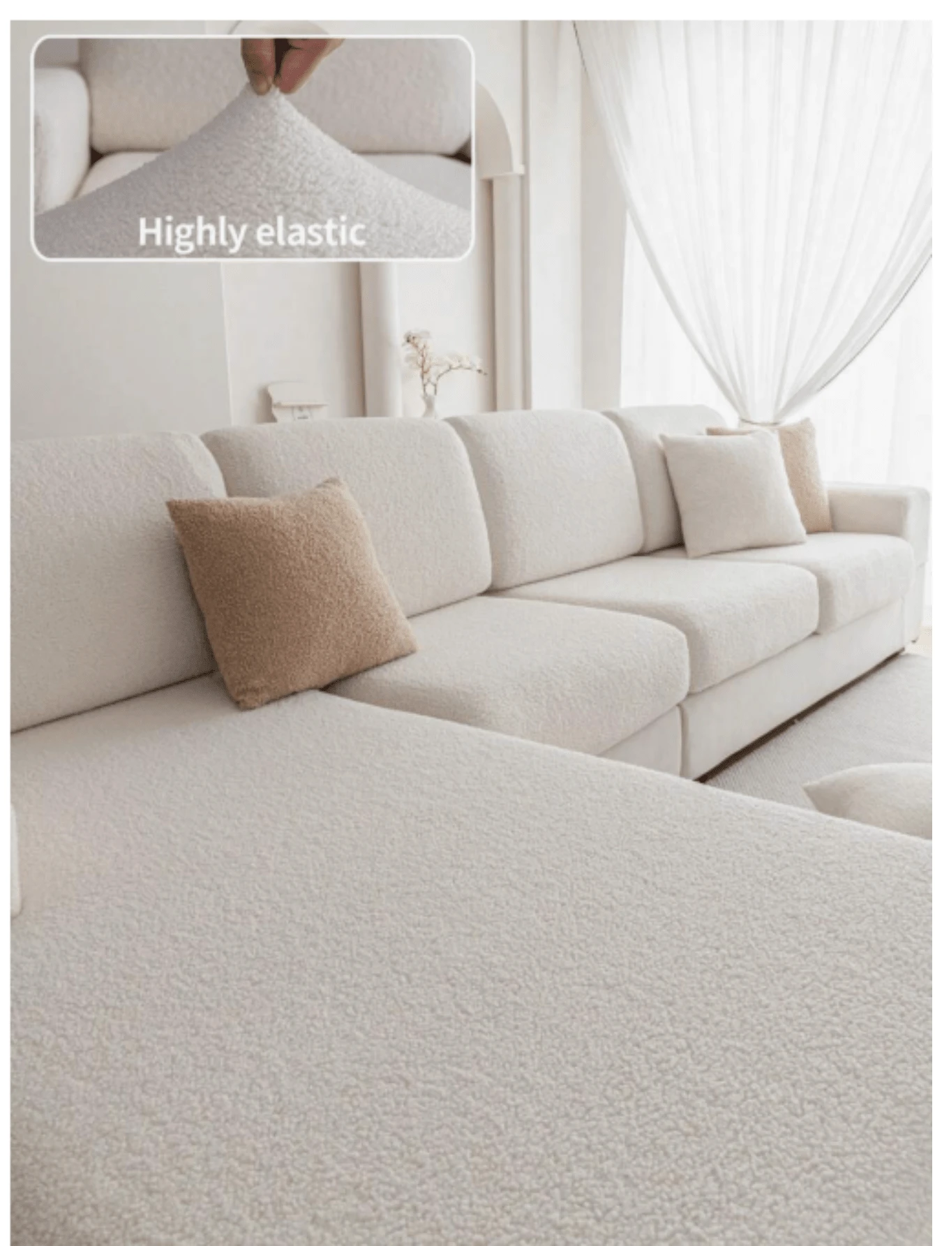 1 chiếc vỏ đệm ghế sofa dày dặn, mềm mại, chống trượt, co giãn, chống thú cưng, chống bụi, chống thấm nước, phù hợp với sofa 1/2/3/4/hình chữ L, sử dụng được quanh năm. - Be - Xem 1