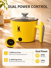 SOKANY 2-Gear Adjustable Temperature Portable Electric Hot Pot, Non-Stick Multi-Function Pot With Auto Shut-Off Function, Dual Use For Home Cooking And Camping Travel - Yellow - View 6
