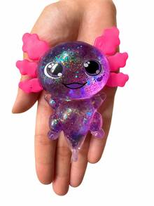1pc Sequin Axolotl Squishy Toy, Transparent Crystal Axolotl Squeeze Stress Relief Toy, Soft Stretchable Slow Rebound Pressure Relief Desktop Toy, Suitable For Children, Teenagers, Adults, Party Favors, Gift Bag Fillers, Classroom Prizes, Birthday Gifts - Multicolor - View 17