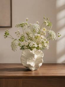 Wabi-Sabi Style Vintage Ins Lotus Leaf Textured Resin Vase, Glossy Black Pink Spotted Cream White, Retro Country Style Living Room Bedroom Homestay Desktop Decor Ornament, Zen Aesthetic Vase Gift - Wabi-sabi Art Vase - View 7