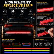 Universal Car Rear Bumper Reflective Warning Strip, 90cm Long Distance High Bright Reflector Decal, Waterproof UV Resistant Self Adhesive Anti-Collision Safety Sticker For Car Trunk Exterior Modification Fit Sedan SUV Pickup Van - Reflective Strips - View 2