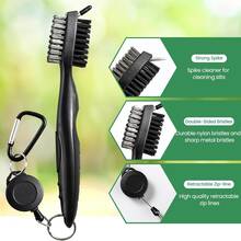 1/2pcs Double-Sided Golf Club Cleaning Brush With Retractable Hook, Portable Golf Course Accessory, Multi-Function Ball Brush, Golf Sports Accessory, Outdoor Sports Equipment, Golf Gift - One Size Fits All - View 11