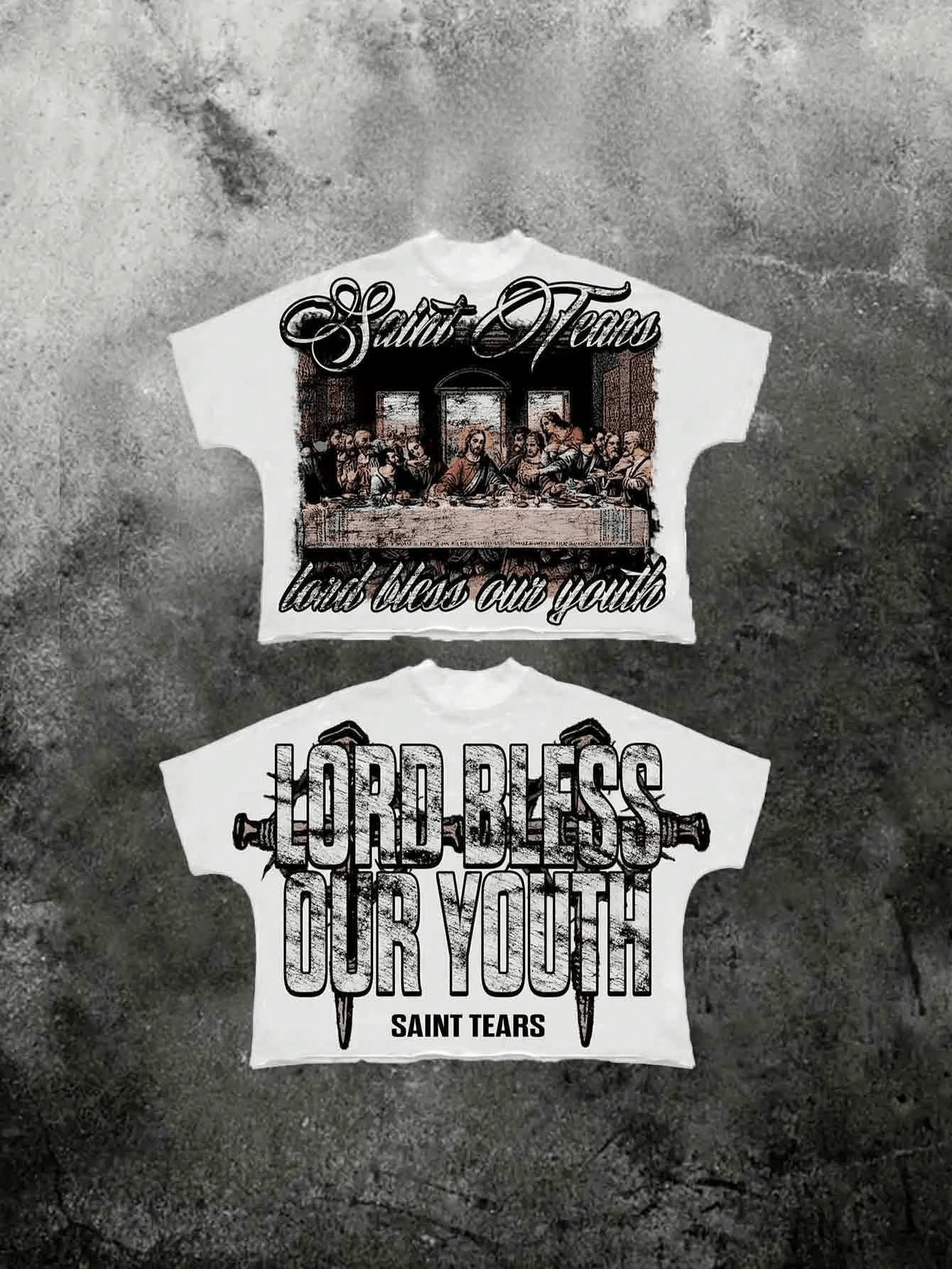 Divine Blessing Depicted At The Last Supper With A Spiritual Message Of Youthful Strength And Hope - Men's Double-Sided T-Shirt - 白色 - 查看 1