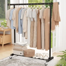 Standard Floor Clothes Rack, Constructed With Thickened 25mm Steel Pipes For Stable Load-Bearing Capacity, Equipped With Universal Casters For Easy Movement And An Extended Crossbar, Suitable For Bedrooms, Laundries And Living Rooms - A - View 7