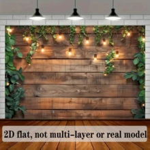 2D Flat Banner1 Piece Rustic Wood Wall And Green Background, Pumpkins And Hay Bales, For Autumn Theme Photo Studio Backdrop - Perfect For Birthday, Party Decoration, Photo Booth, Studio Props And Cake Table Supplies - Multicolor - View 6