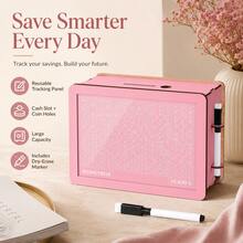 KKC 10K Money Saving Challenge Box, Wooden Cash Vault Piggy Bank With Digital Counter And Target Numbers, Fun Budgeting Box For Adults, Teens, Family And Office Desk - View 5